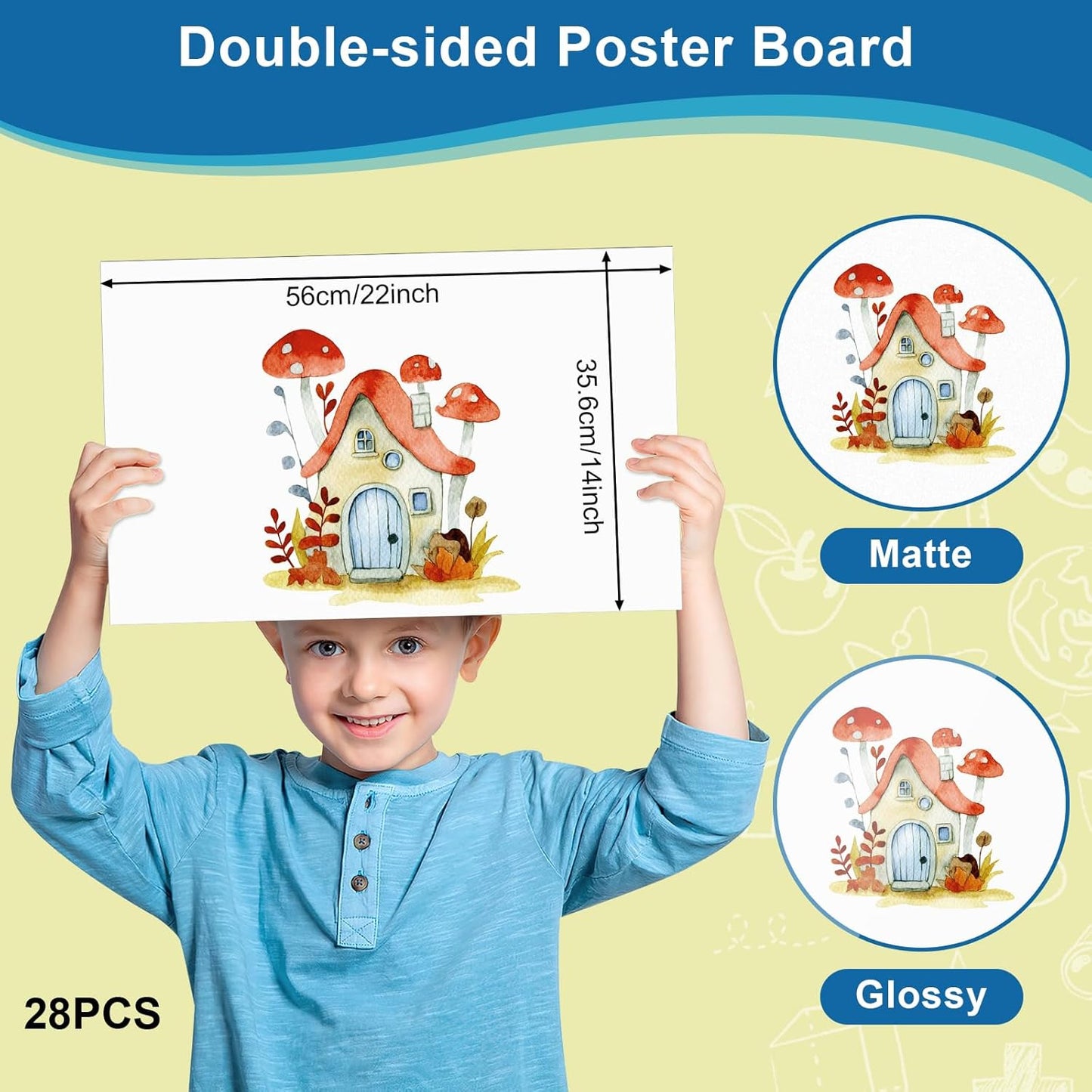 28 Pcs 14" x 22" Poster Board White Poster Board Paper Bulk 250 GSM Thickness Vision Boards Smart PosterBoard for Drawing School Arts Craft Projects Presentations Scrapbooking Blank Graphic Display