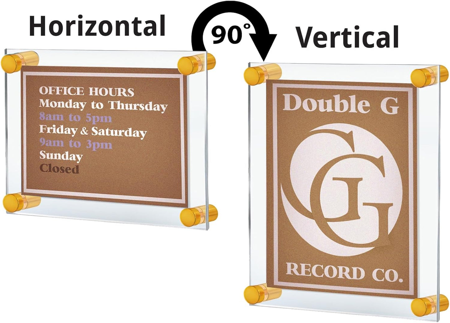 Azar Displays 105514-GLD Acrylic Floating Double Panel Wall Frame,8.5" x 11" Graphic Size, Overall Frame Size:12" x 15", Gold