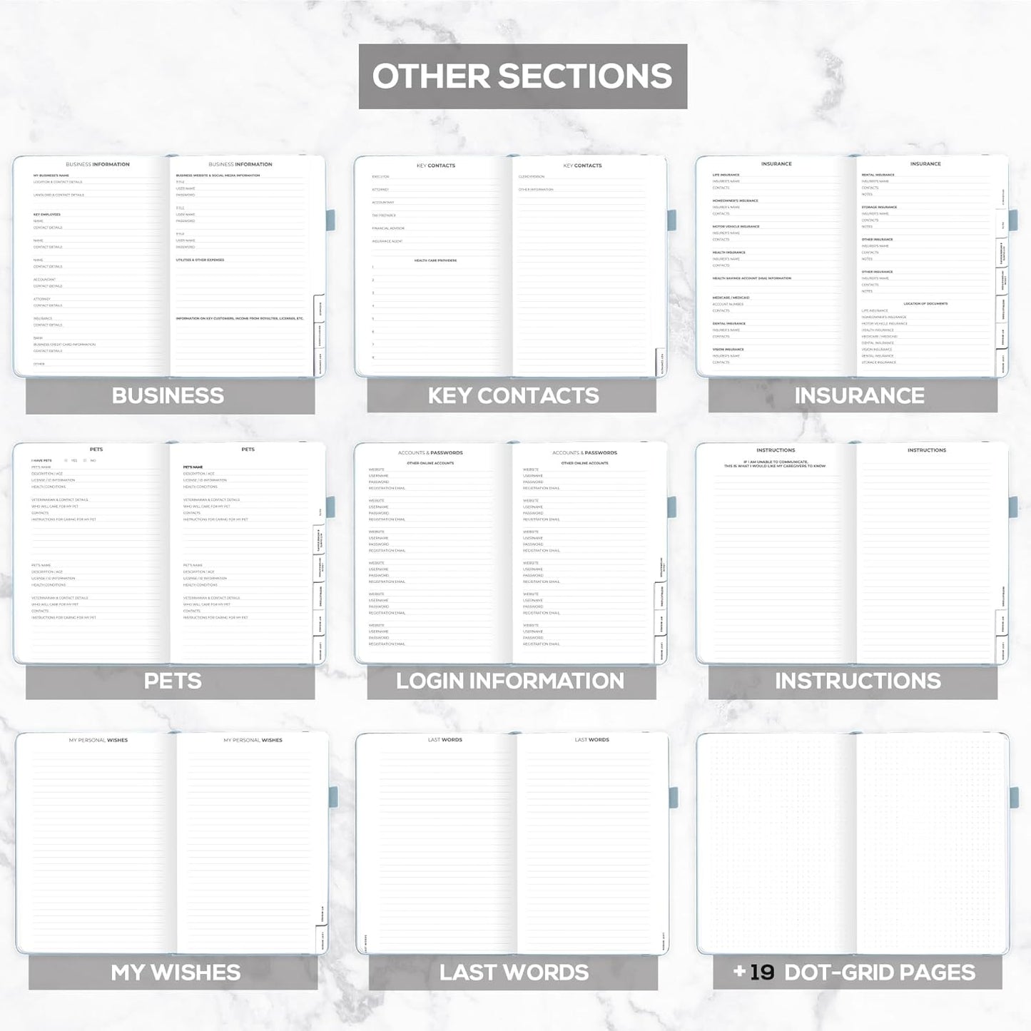 Clever Fox Large End of Life Planner – Guided Final Arrangements Organizer Notebook for Instructions, Beneficiary Info, Will Preparation, Last Wishes & Funeral Planning – 8.5" x 11" (Blue Surf)