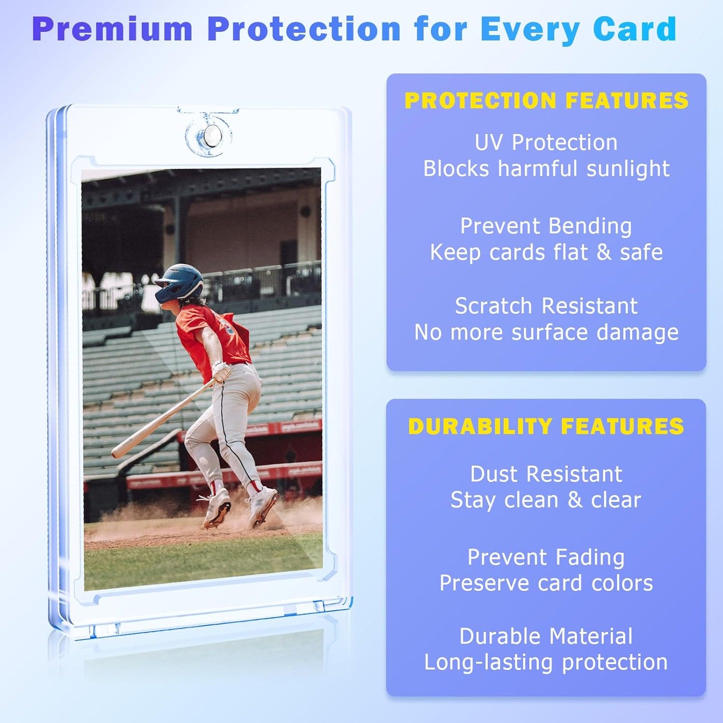 50ct Magnetic Card Holder for Trading Cards, 35 PT Clear Trading Card Sleeves, Hard Plastic Baseball Card Protectors, for Collectible, TCG, MTG, YUGIOH, Football, Sports Cards