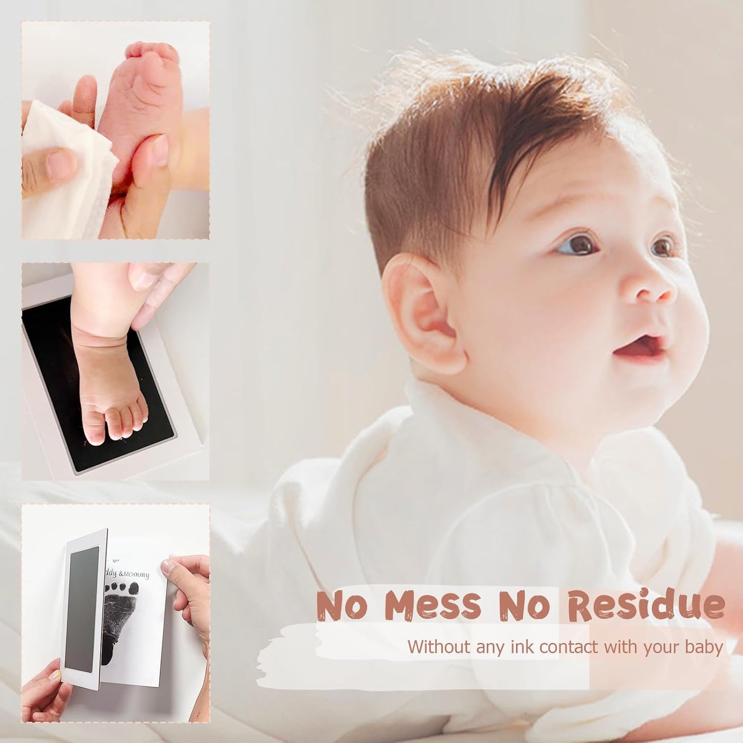 Inkless Baby Hand and Footprint Kit,Clean-Touch Ink Pad Kit,Safe No Mess Printing Infant Hand Foot Stamp,4 Pack Newborn Inkless Print Pads Best Keepsake or Gifts for Family