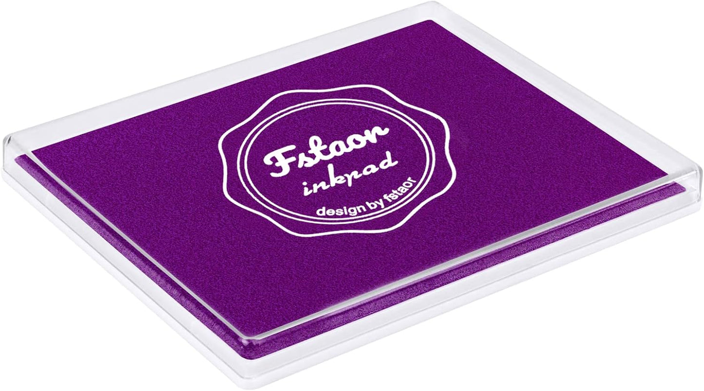 Fstaor Permanent Large Purple Ink Pad for Rubber Stamps, 5x4 inch Stamp Pads for Kids Paper Wood Fabric (Purple)