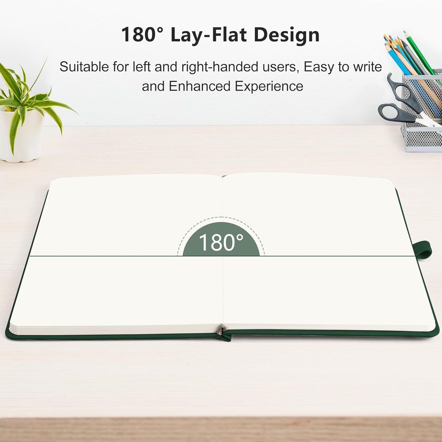 RETTACY Blank Journal Notebook, 2-Pack, 192 Pages per Pack, A5 Medium Size (5.7'' x 8.3''), Leather Hardcover, 100 GSM Thick Paper, for Sketching, Drawing, Painting (Black & Dark Green)
