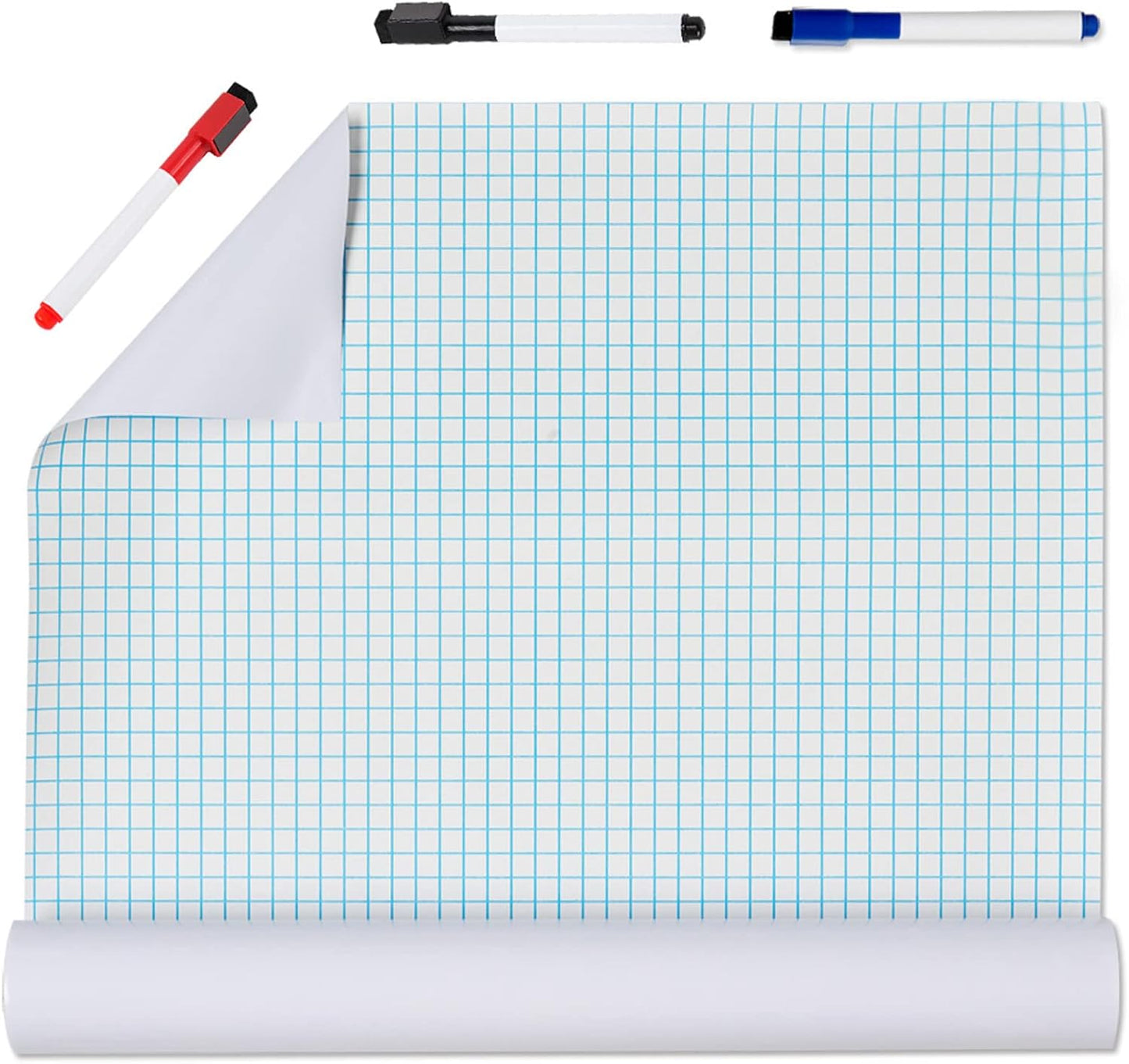 White Board Paper - 17.3” x 78.7” (6.5 Feet) - Self-Adhesive Dry Erase Board Sheet Sticker Removable Wall Decals for Kids, Office, School & Home with 3PCS Marker Pen