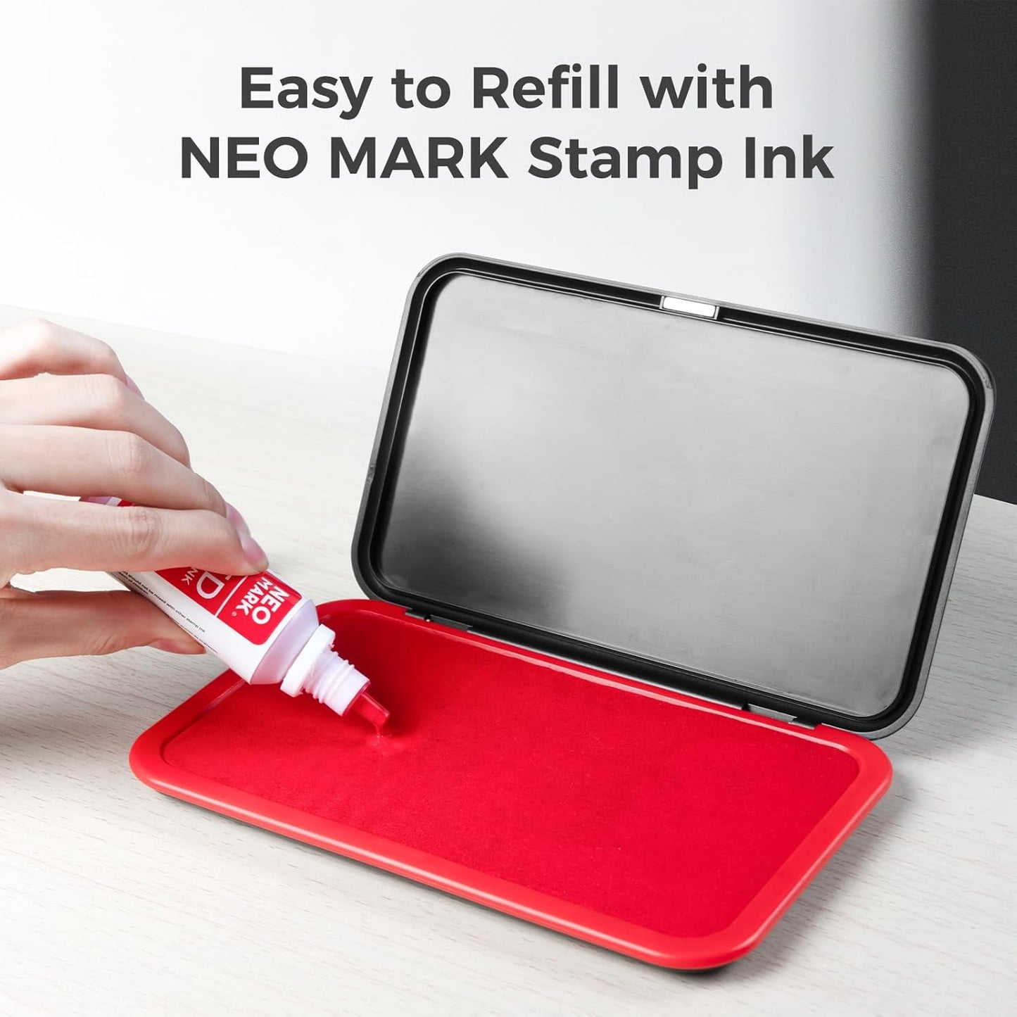 Large Stamp Pad - 3.50"x 6.25", Magnetic Lid, Premium Quality Felt Stamp Pad (Red)