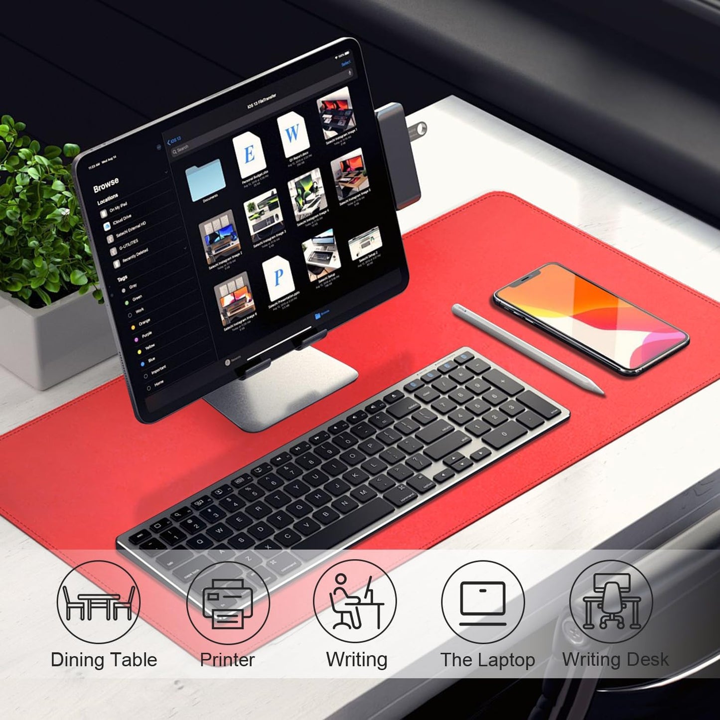 Leather Desk Pad Protector, Desk Mat, Large Mouse Pad, Non-Slip Desk Blotter, Office Laptop Desk Pad, PU Leather Desk Writing Pad for Office and Home (Candy Red, 31.5" x 15.7")