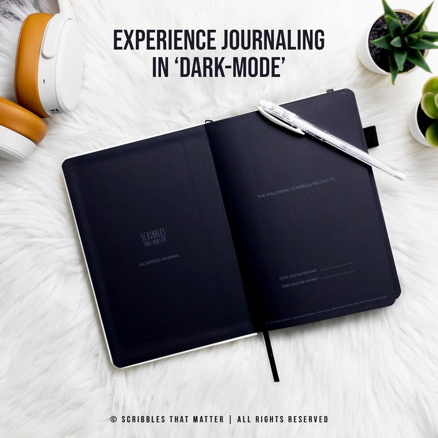 Black Paper Bullet Dotted Journal Notebook | B5 Starry Night by Scribbles That Matter | Free white gel pen | 160gsm Blackout no-bleed dot grid paper | For Men and Women | 7 x 10 in | Black