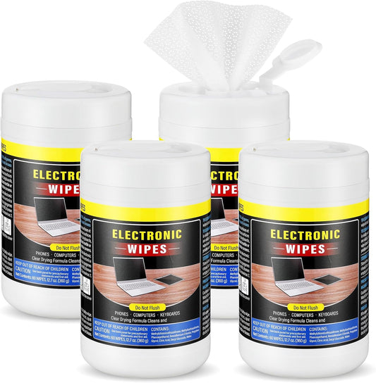 4 Pack 240 Count Electronic Wipes Screen Cleaner Wipes for Computer Laptop Monitor Lens Phone TV Screens Keyboard Cleaning