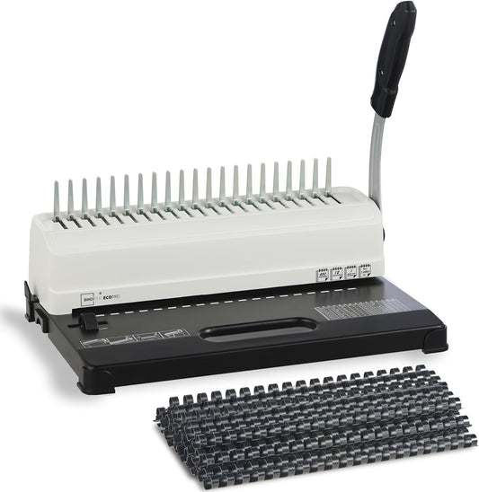 Binditek Binding Machine, 19-Hole, 450 Sheets, Comb Binder Machines with 100 PCS 1/2" Comb Spines, for Letter Size, A5 or Smaller Sizes