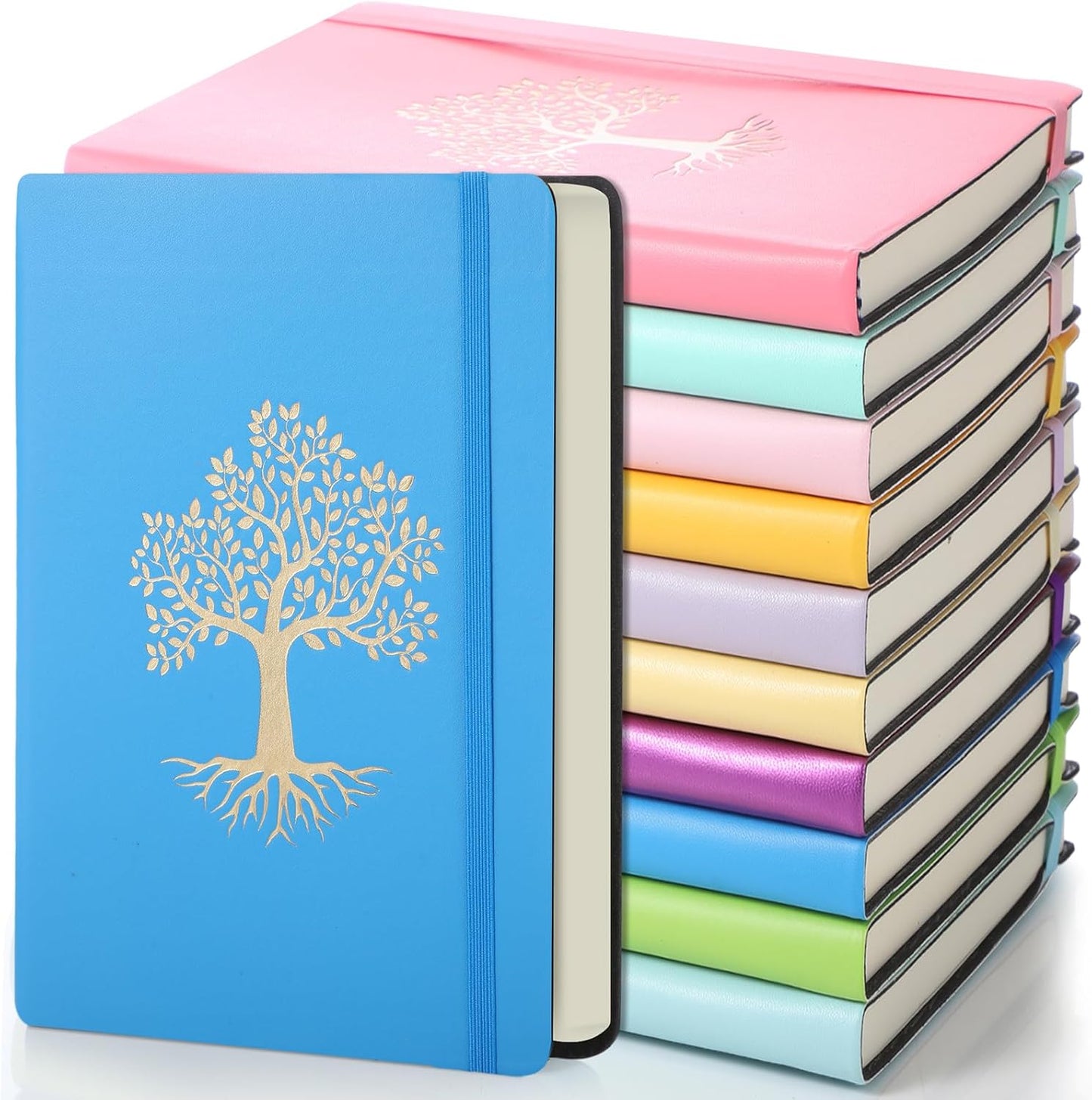 10 Pack Lined Journal Notebook A5 Leather Hardcover Journals for Writing 200 Pages 10 Colors Notepad for Travel Work School Office Business Note Taking Diary 5.7" x 8.3" (Pastel Color)