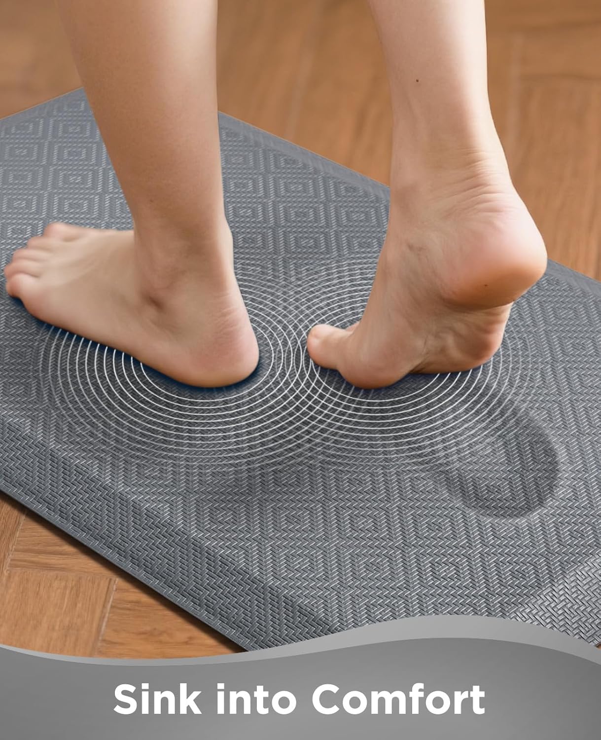 Ophanie Kitchen mats for Floor, 3/4 inch Thick, Kitchen Rugs, Anti Fatigue Standing Cushioned Mat, Waterproof,Comfort Ergonomic mat for Office, Home, Sink, 20''x39'' Grey Non-Slip Bottom