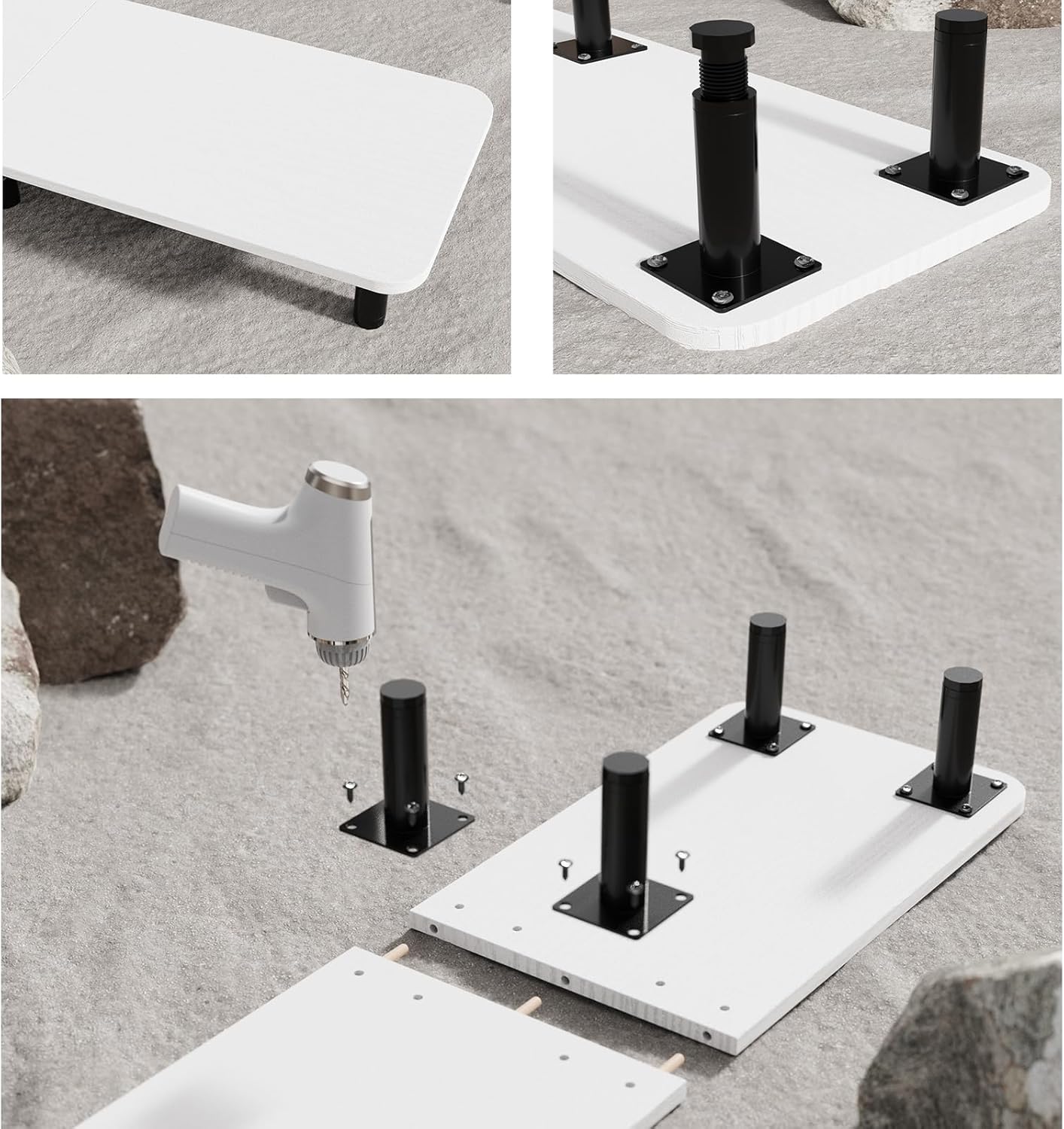 Dual Monitor Stand Riser 43.7 inch Large Extra Long Monitor Stand Riser Wide TV Stand Riser Monitor Stand for 2 Monitors Wood & Steel Leg Desktop Riser Desk Organization Home Office (White)