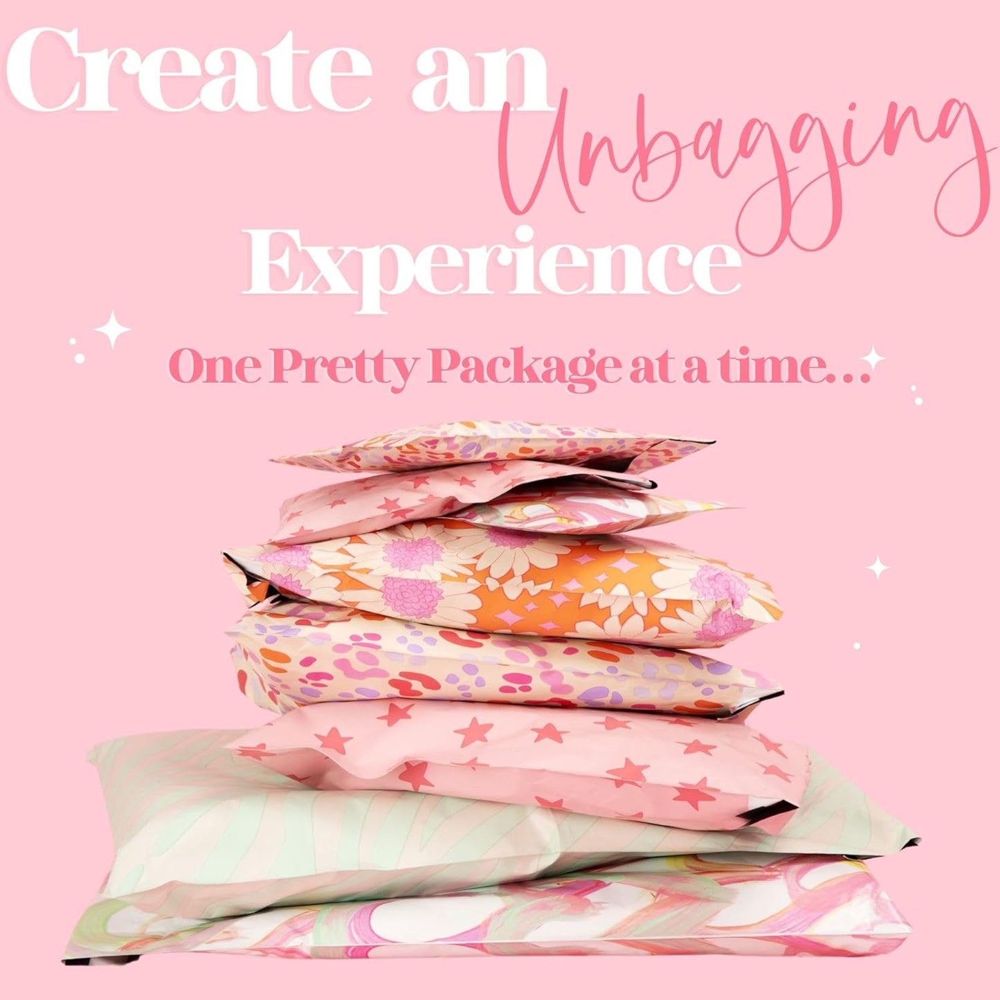 14.5x19 Designer Poly Mailer 100 Pack Heavy Duty Waterproof Self Seal Shipping Bags for Small Business Large Mailing Envelopes Bulk Tear Resistant Packaging Pink Bows Coquette