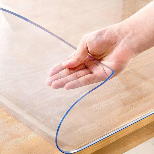 44 x 96 Inch Clear Table Cover Protector, 2mm Thick Clear Table Protector for Dining Room Table, Plastic Table Cover, Waterproof Table Pad for Kitchen, Office