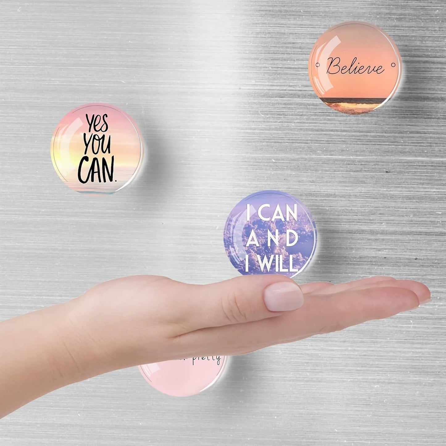 12Pcs Glass Strong Magnetic Refrigerator Magnet Fridge Sticker,Motivational Fridge Magnets Decoration for Crafts,Strong Fridge Magnets for Kitchen, School,Office Whiteboard, Cabinet and Dishwasher