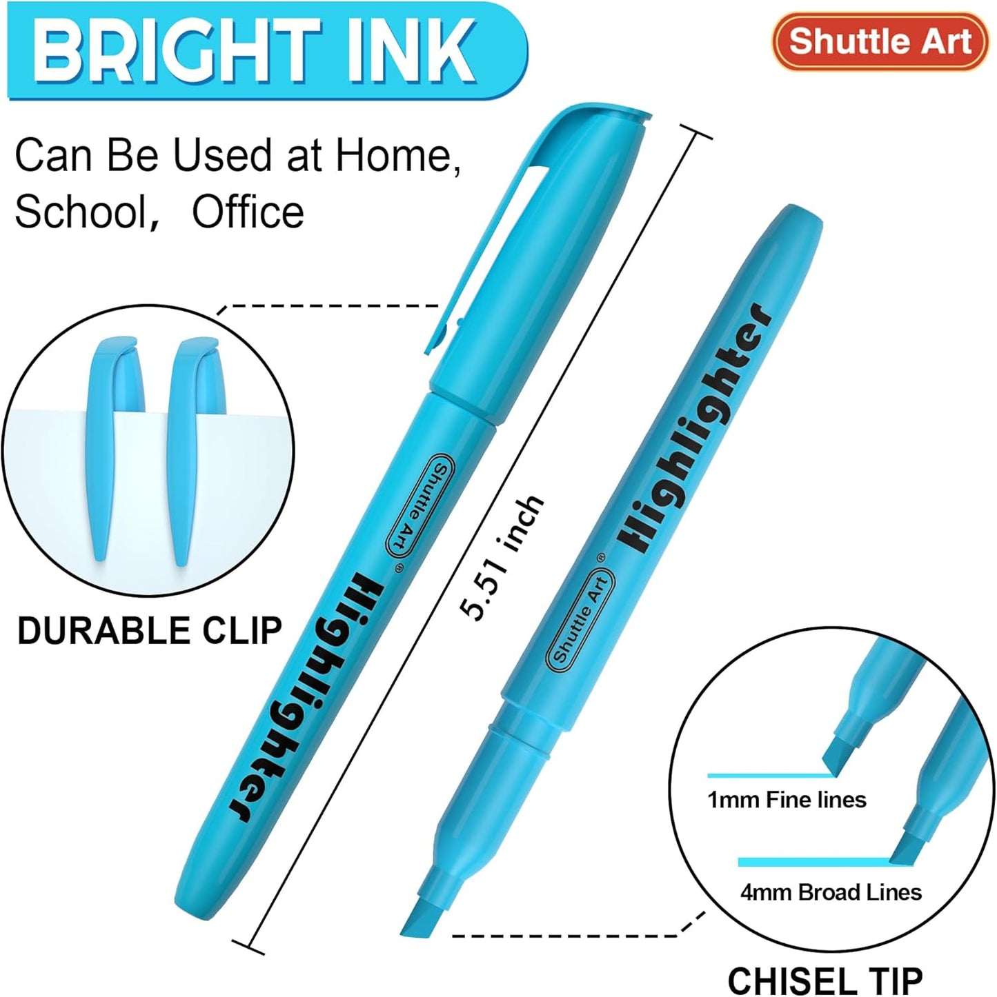 Shuttle Art 108 Pack Highlighters, Highlighters Assorted Colors Set, 6 Bright Colors Chisel Tip Dry-Quickly Non-Toxic Highlighter Markers Bulk for Adults Kids Highlighting in Home School Office