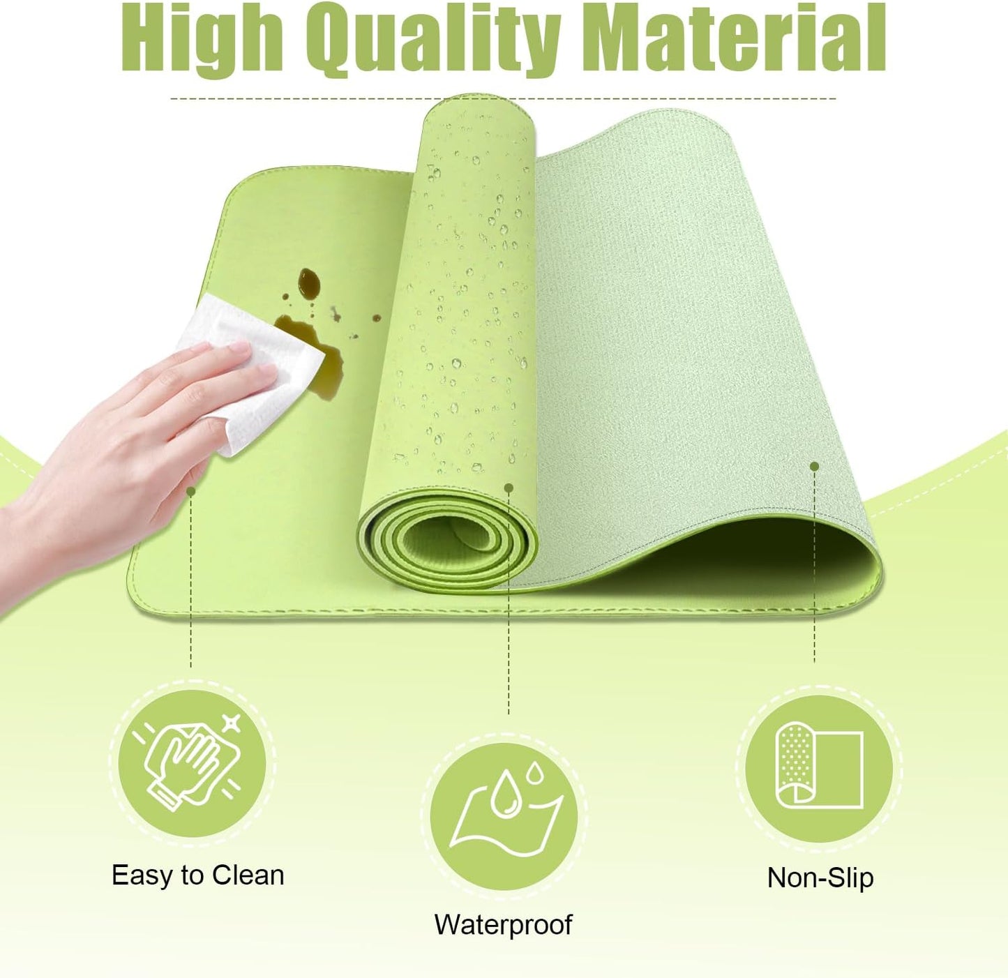Leather Desk Pad Protector, Mat, Large Mouse Pad, Non-Slip Blotter, Laptop Desk Pad - PU Leather Writing Pad for Office and Home (Matcha Green, 31.5" x 15.7")