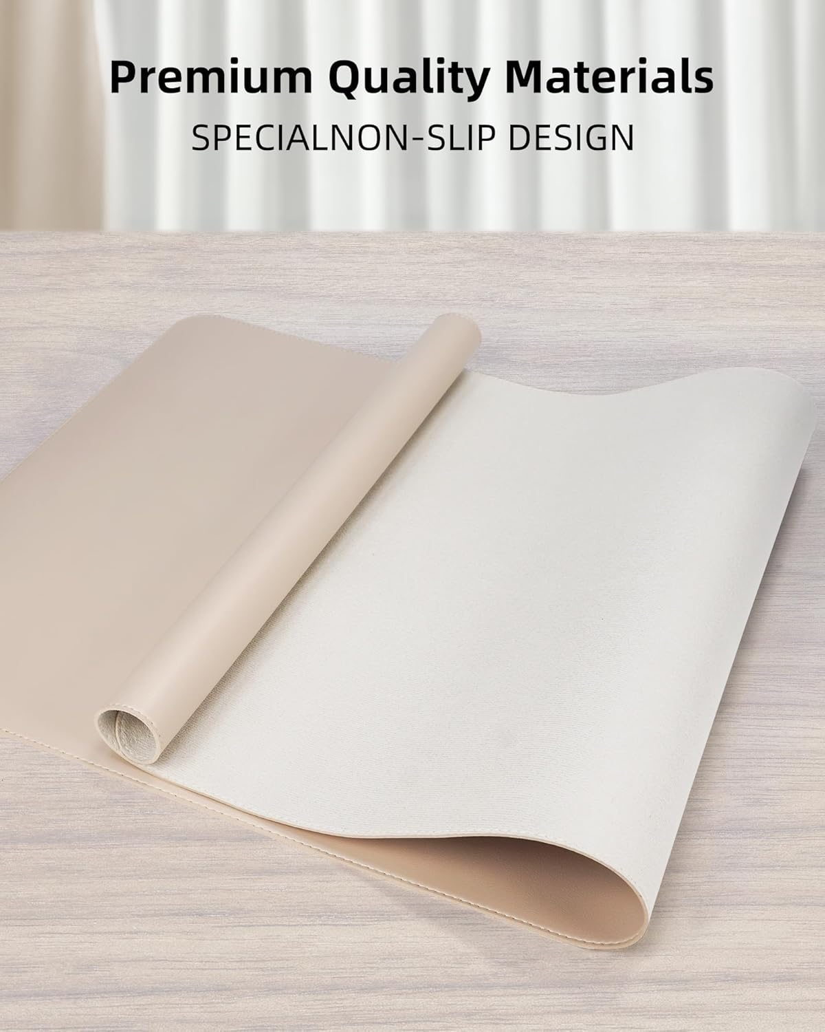 AFIING Extra Large Desk Mat - 55"x 24" Non-Slip Desk Pad for Office and Home - Ideal for Large Mouse Pad and Desk Mats on Top of Desks(Beige)