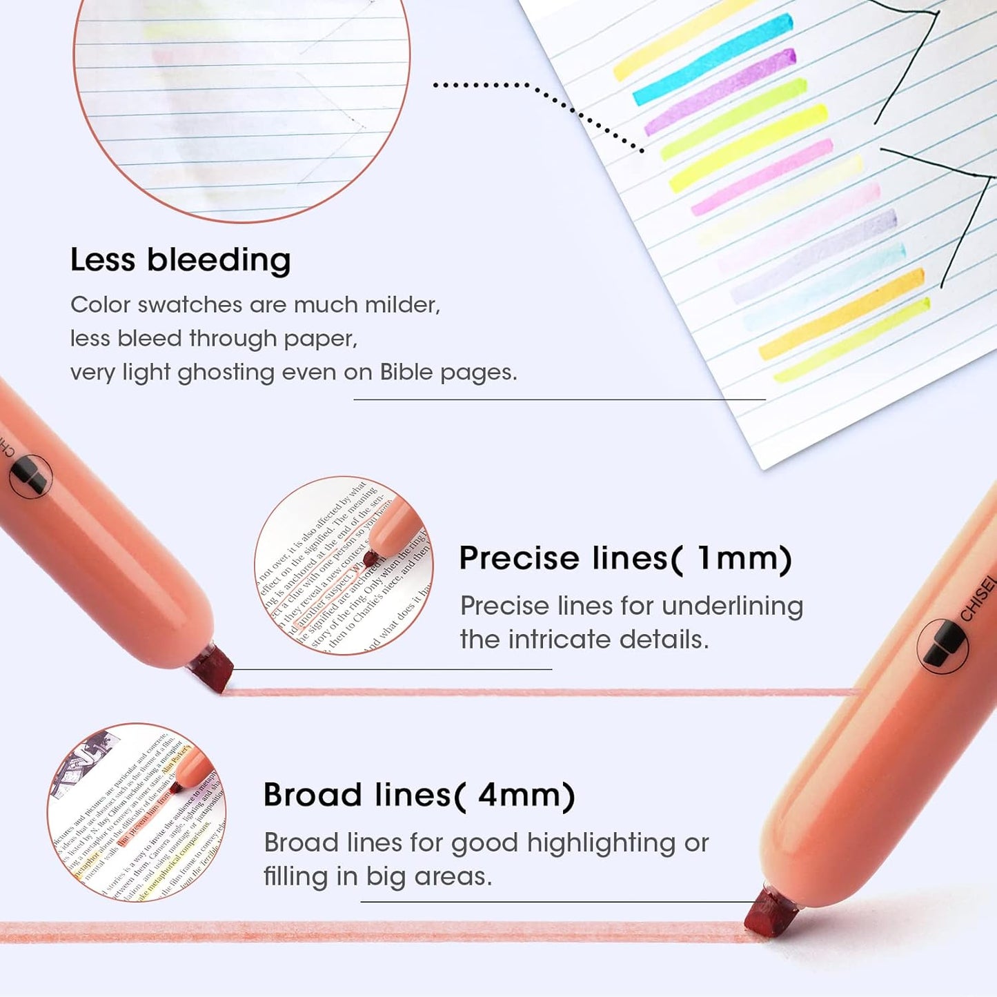 WRITECH Retractable Highlighters Assorted Colors: Chisel Tip Click Aesthetic Highlighter Marker Pens Pack Multi Colored Ink No Bleed Smear for Highlighting Journaling (12ct Mild+Vintage)