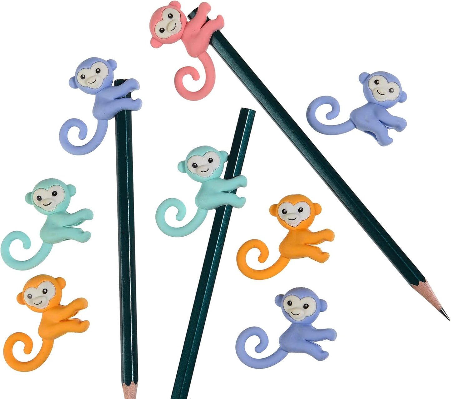 32 Pcs Pencil Eraser Toppers for Kids, 3D Cute Monkey Pencil Top Erasers Cap Erasers