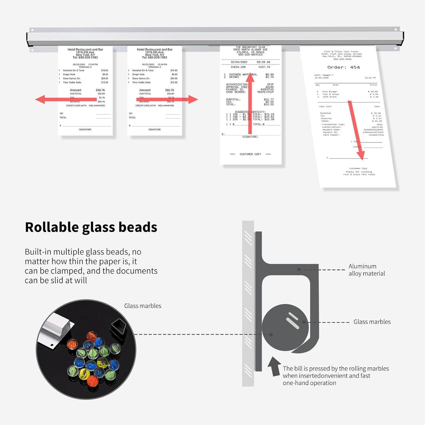 CjgyzTicket Holder for Restaurant, 36/48/60 inches, Restaurant Order Holder，Durable and Easy to use, Suitable for Commercial Kitchens, cafes, Fast-Food(48 Inch, 2 Pcs) (48 Inch)