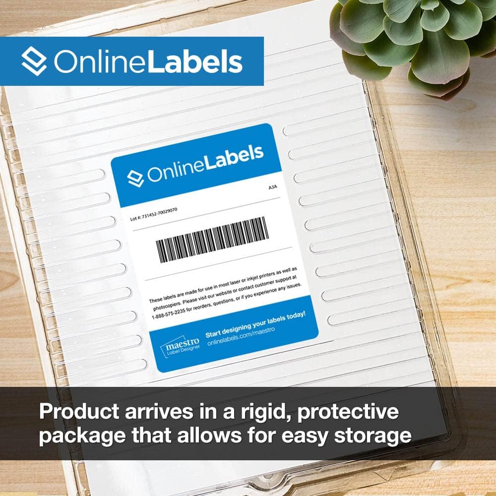2.625" x 1" Waterproof Clear Gloss Address Labels - Pack of 3,000 Transparent Labels, 100 Sheets - Compatible with Laser Printers, OL875CL, OnlineLabels
