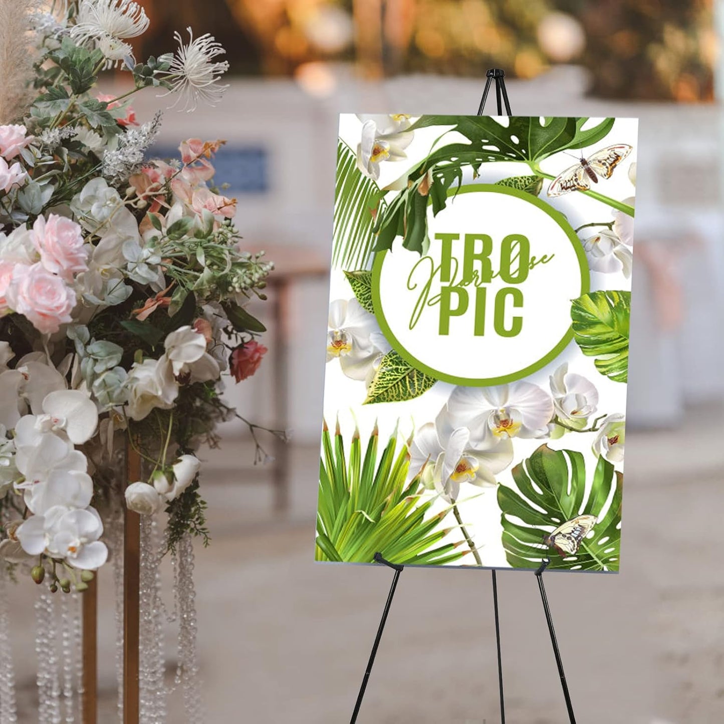 8PCS Black Easel Stand for Wedding Sign Stand, 66 Inch Portable Picture Stands for Display, Tripod Artist Easel for Painting, Floor Wedding Welcome Sign Stand, Metal Easel with Portable Bags
