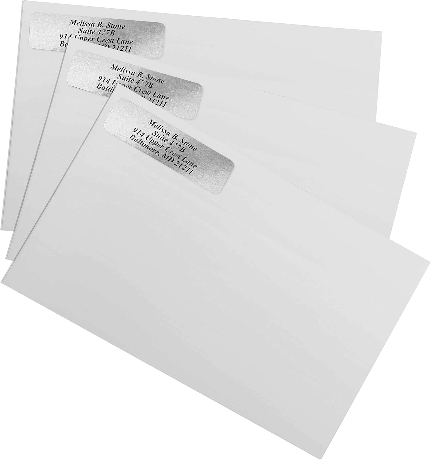 Silver Foil Personalized Return Address Labels Without Dispenser - Roll of 250 Custom Stickers