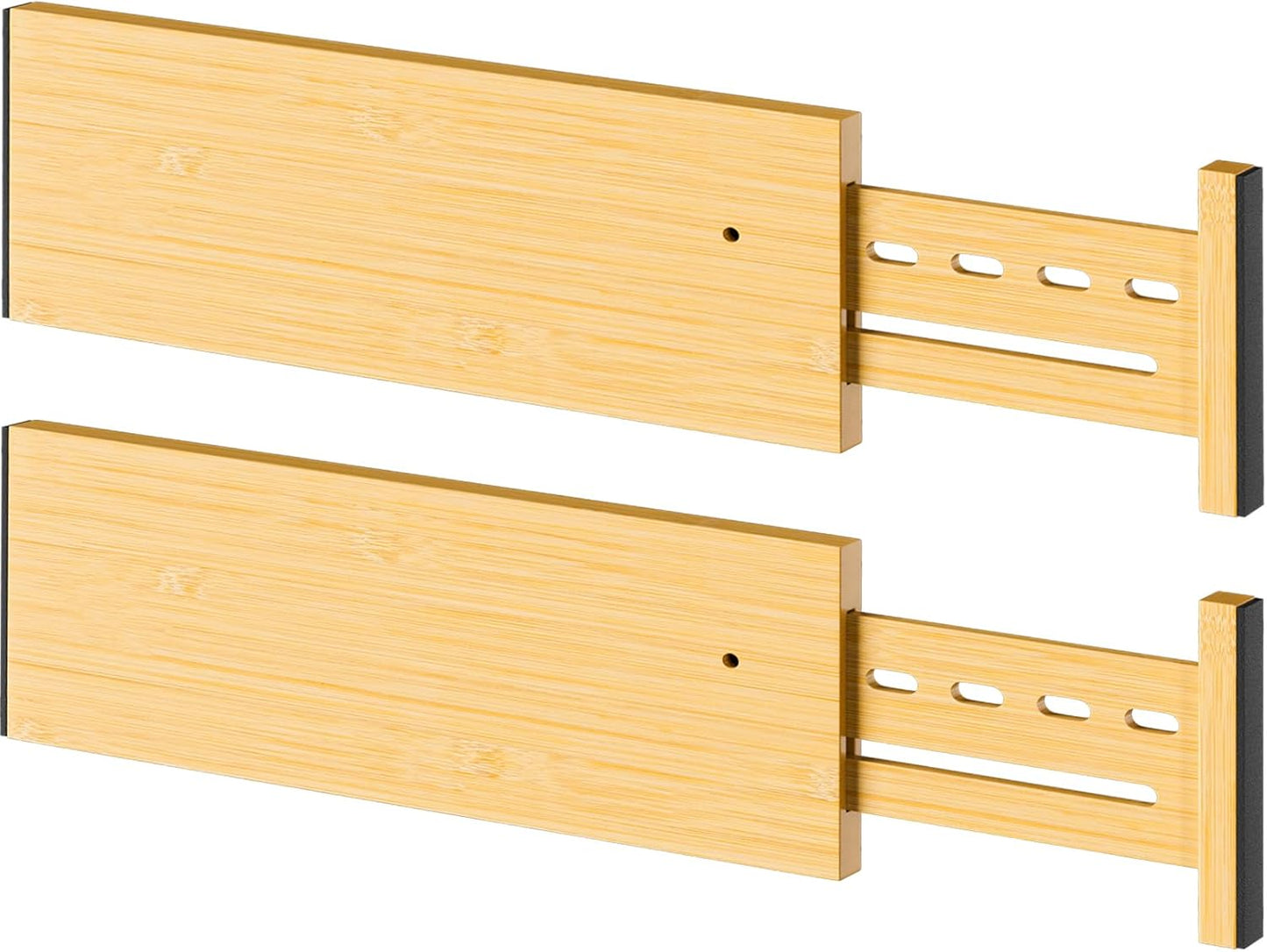 Bamboo Drawer Dividers 4" High, 12.8-18" Adjustable Drawer Organizers for Clothes,Expandable Dresser Separators in Bedroom/Kitchen/Bathroom/Office Organization and Storage,2 Pack