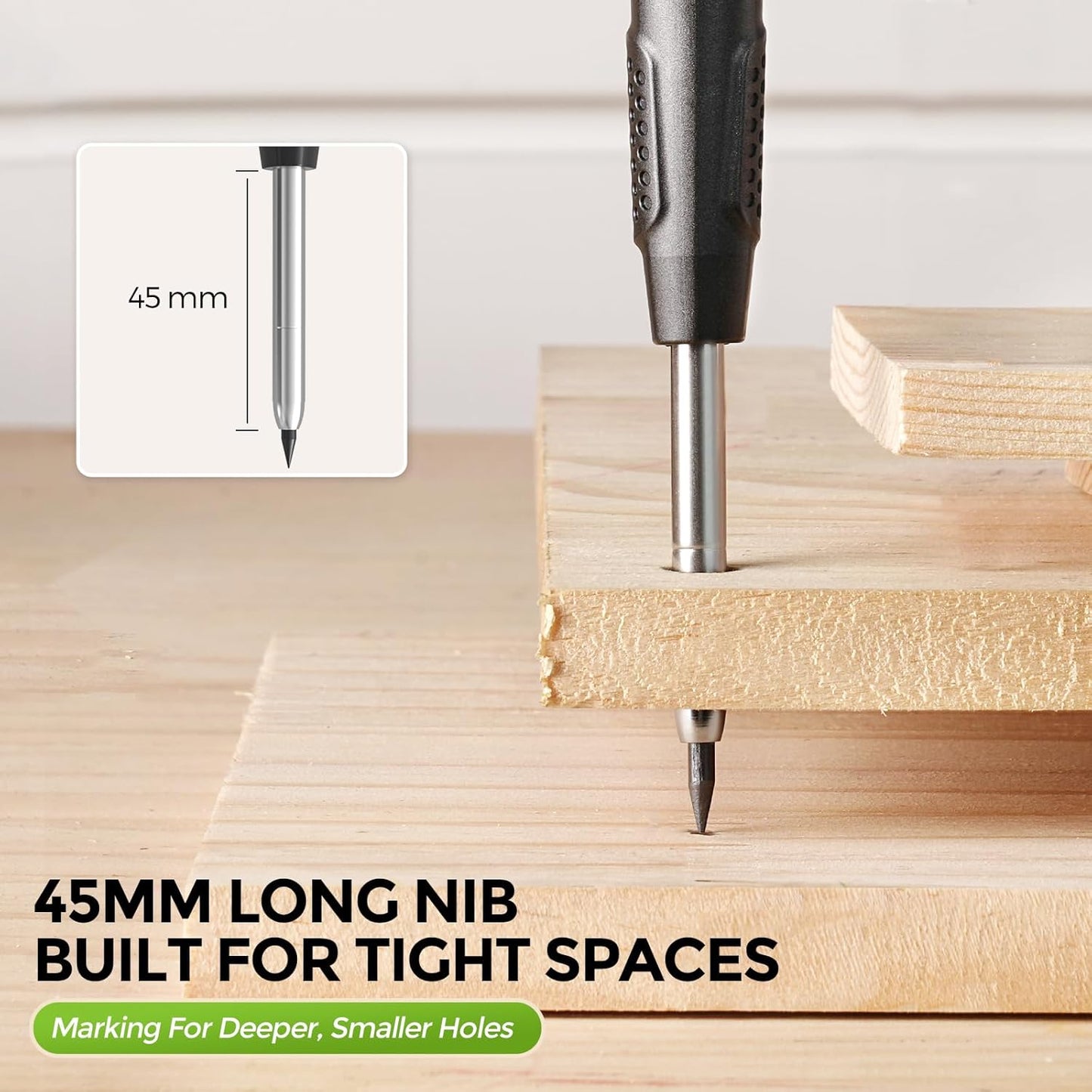 Nicpro Carpenter Pencil with Sharpener, CP3000 Construction Pencils with 6 Refills in a Lead Dispenser, Deep Hole Mechanical Pencil for Construction, Heavy Duty Carpenter Tools for Woodworking Marking