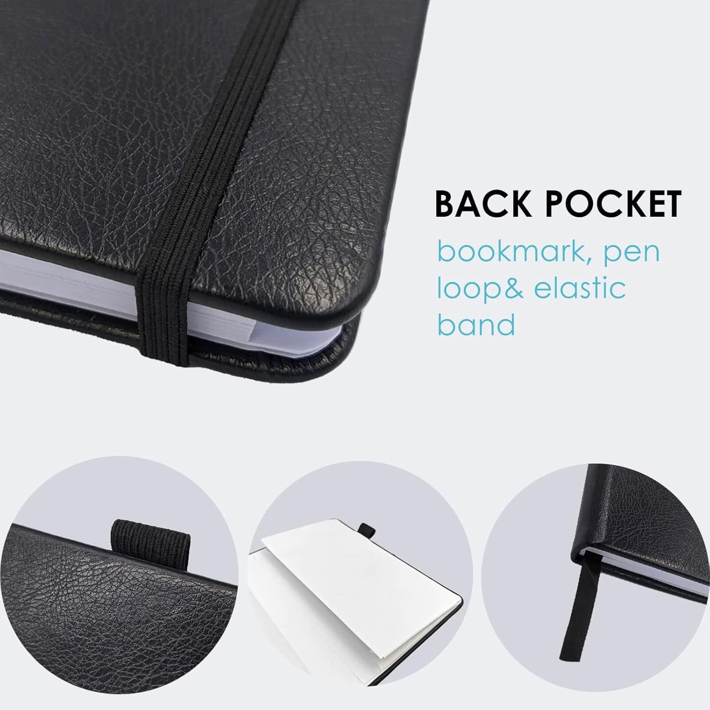 Elegant Password Book with Alphabetical Tabs - Hardcover Password Book for Internet Website Address Login - 7" x 10" Password Keeper and Organizer w/Notes Section & Back Pocket (Black)