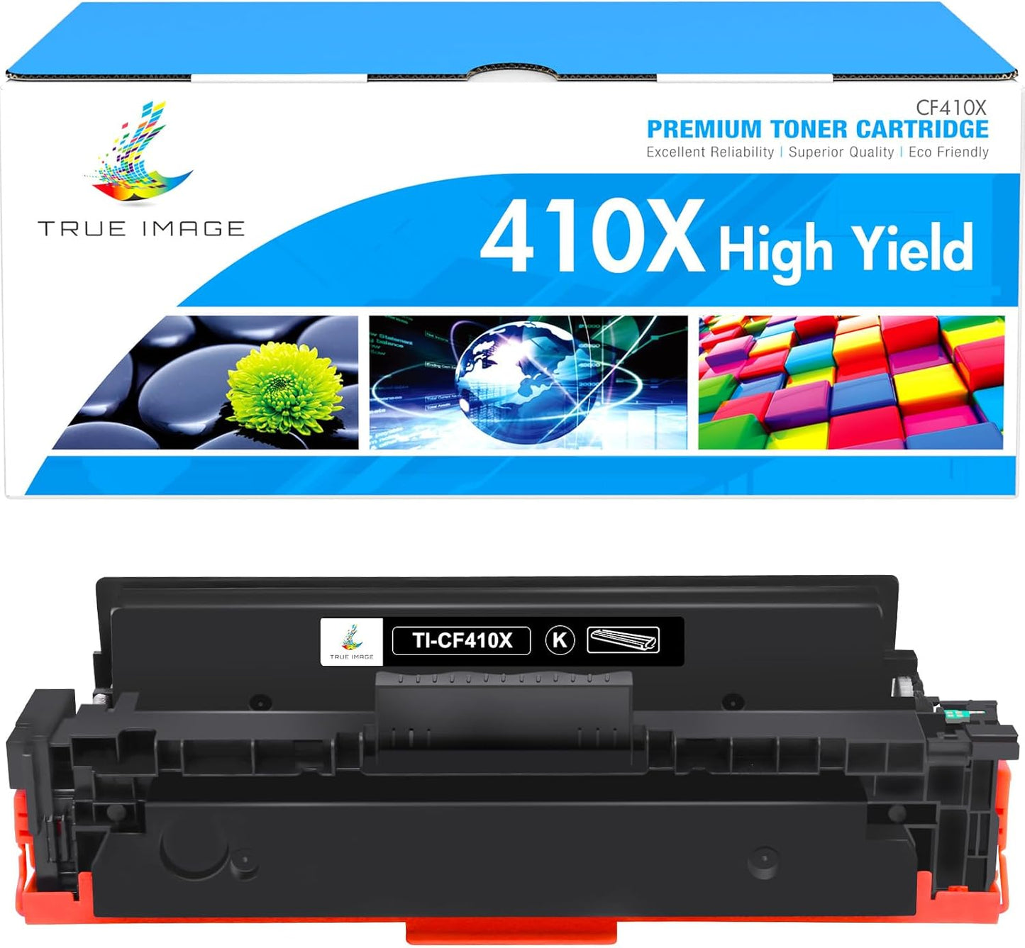TRUE IMAGE Compatible Toner Cartridge Replacement for HP 410X CF410X CF410A 410A M477 M452 Color Pro MFP M477fdw M477fnw M452dw M477fdn M452nw M452dn M377dw Printer Ink (Black, 1-Pack)