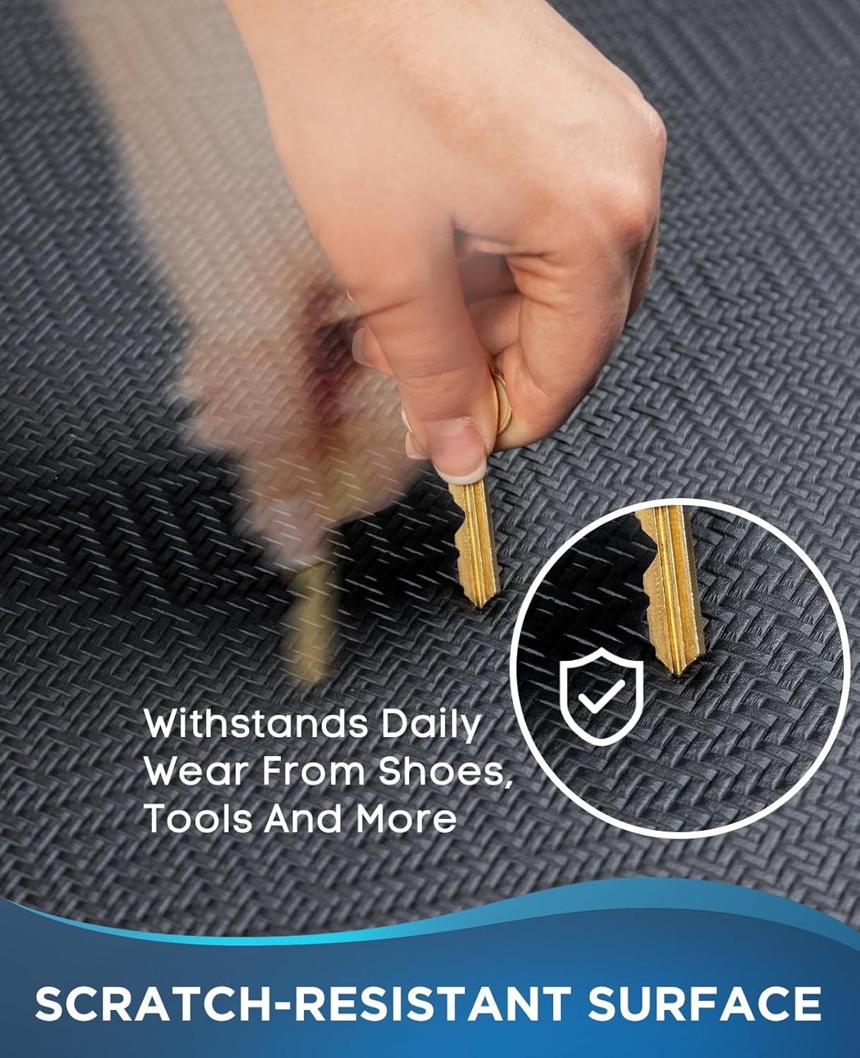 Ophanie Kitchen Mats for Floor, 3/4 Inch Thick Kitchen Rugs, Anti Fatigue Standing Cushioned Mat, Waterproof,Comfort Ergonomic Mat for Office, Home, Sink, 24'' x 70'' Black Non-Slip Bottom