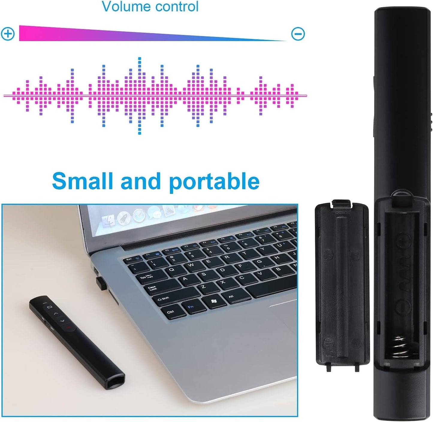 (2 Units) Wireless Presenter Remote with Case, Presentation Clicker with Hyperlink & Volume Remote Control PowerPoint Office Presentation Clicker for Keynote/PPT/Mac/PC/Laptop(Battery Included)
