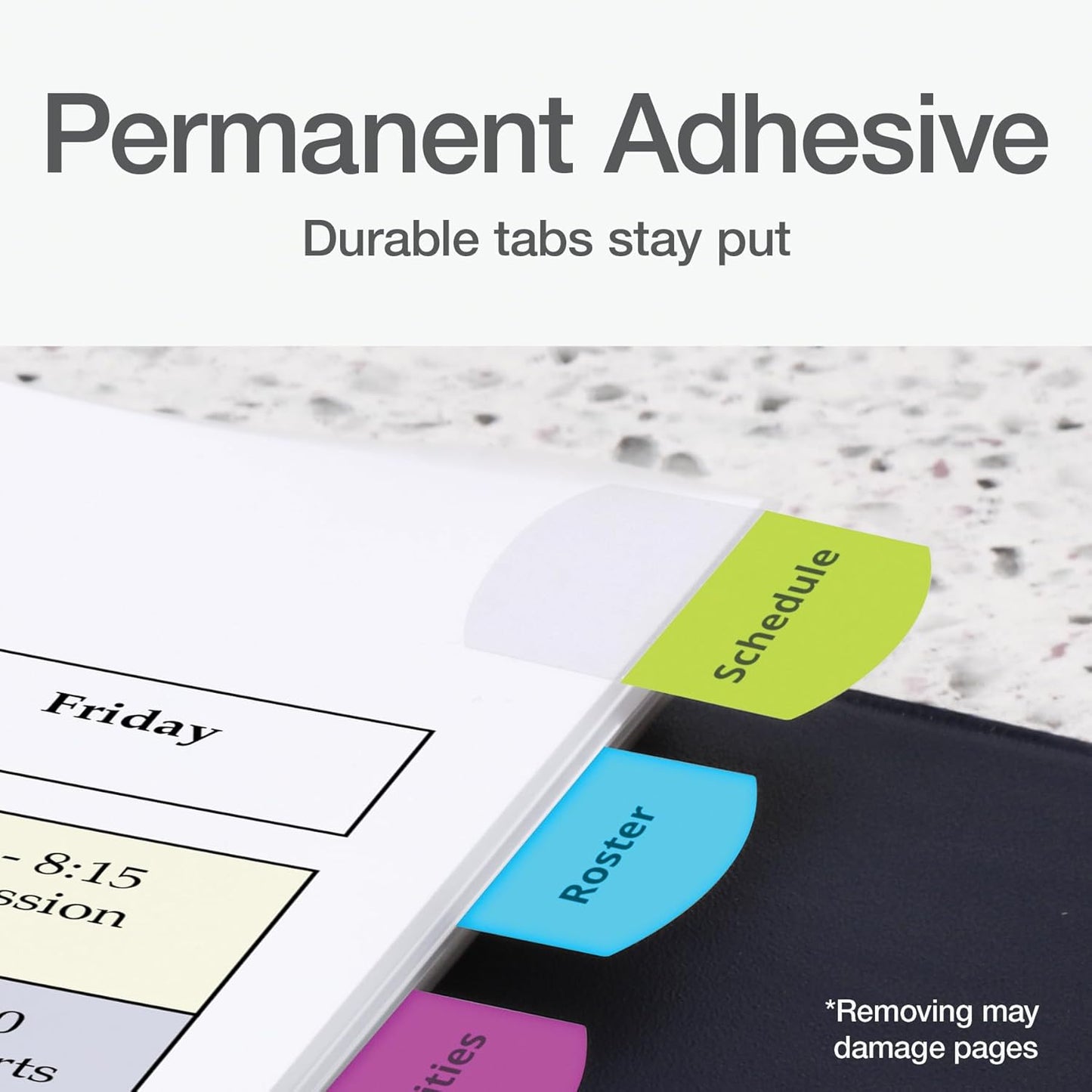 Redi-Tag Laser Printable Tabs, Permanent Index Tabs, Customizable Adhesive Labels, Assorted Tropical Colors, 1.125" x 1.25", 375 Per Pack (1006789)