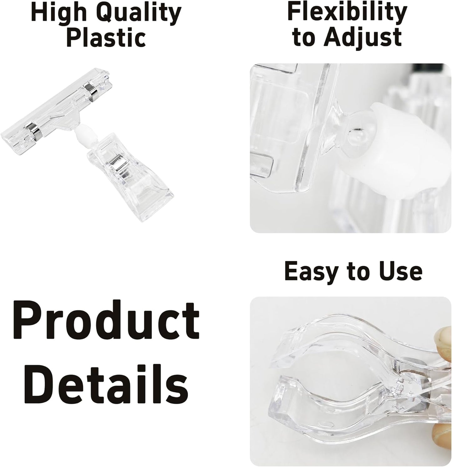 30PCS Plastic Sign Holder Clips, Rotatable Price Signs Double Display Clips, Retail Cards Clips for Merchandise/Retailers