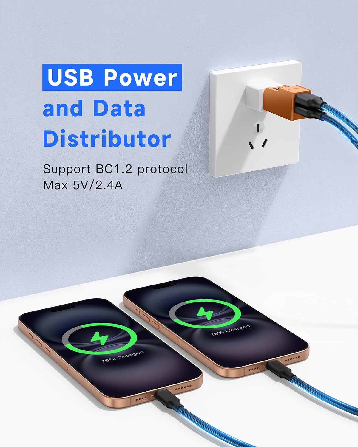 FORIDA 3 Ports USB 3.0 Adapter, USB Hub with 1 USB 3.0 and 2 USB 2.0 Ports, Portable USB Port Splitter for Keyboard, Mobile Hard Disk, U Disk, Camera, Mouse, etc (Orange)