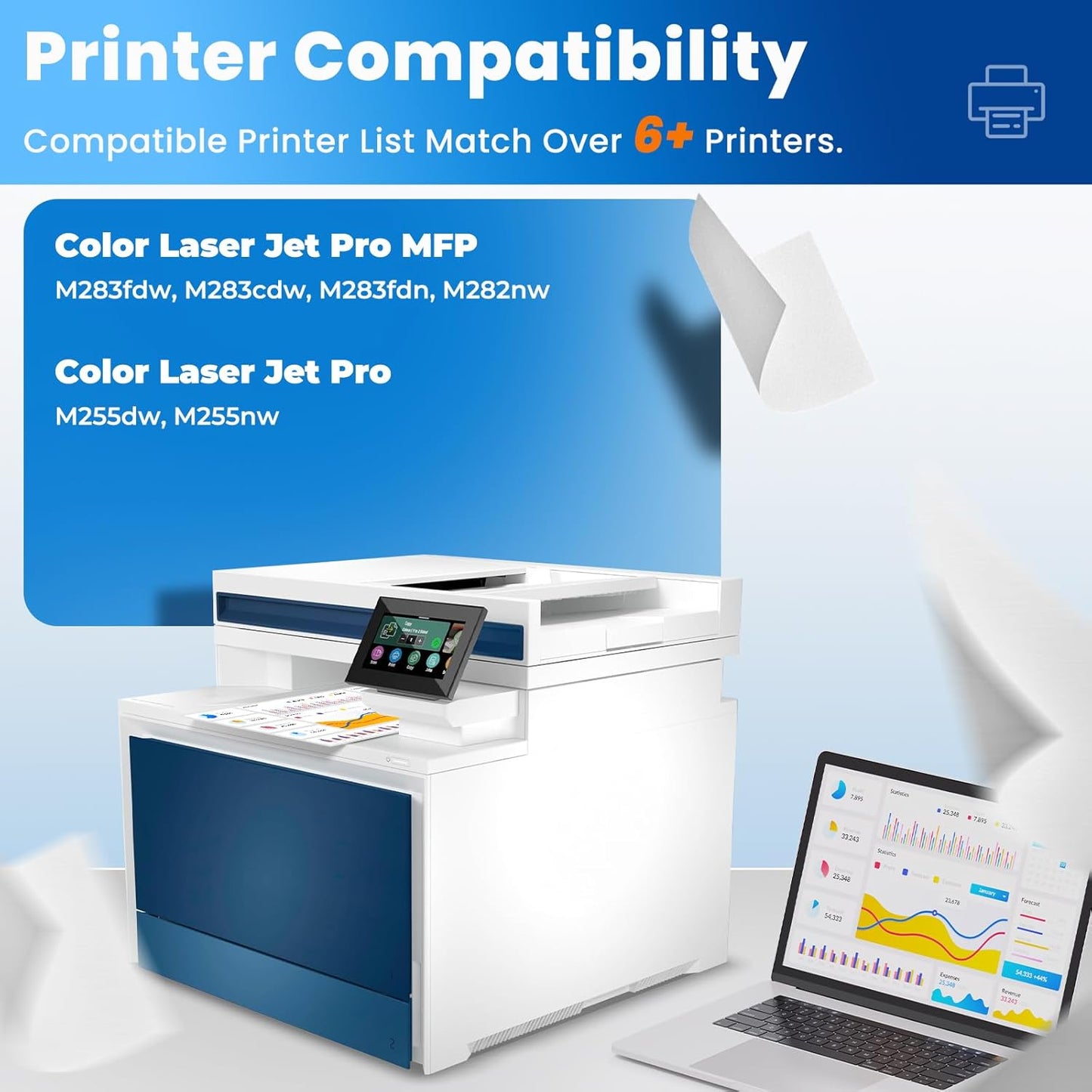 206X Toner Cartridges 4 Pack for Laser Jet M283cdw M283fdw M255dw Compatible for HP 206X 206A W2110X Compatible with Color Laser Jet Pro MFP M283fdw M283cdw M283fdn Pro M255dw M255nw Ink Cartridges