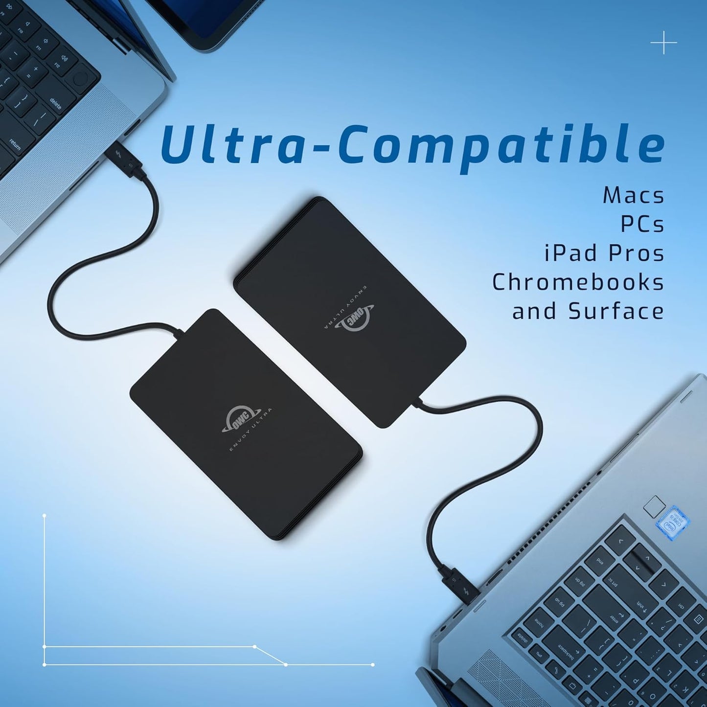 OWC 2TB Envoy Ultra Thunderbolt 5 Portable SSD Enclosure External Drive, Ultra Fast with TB5 Transfer Rates Over 6000MB/s, TB3, TB4 and USB4 Compatible, Works with Mac and PC