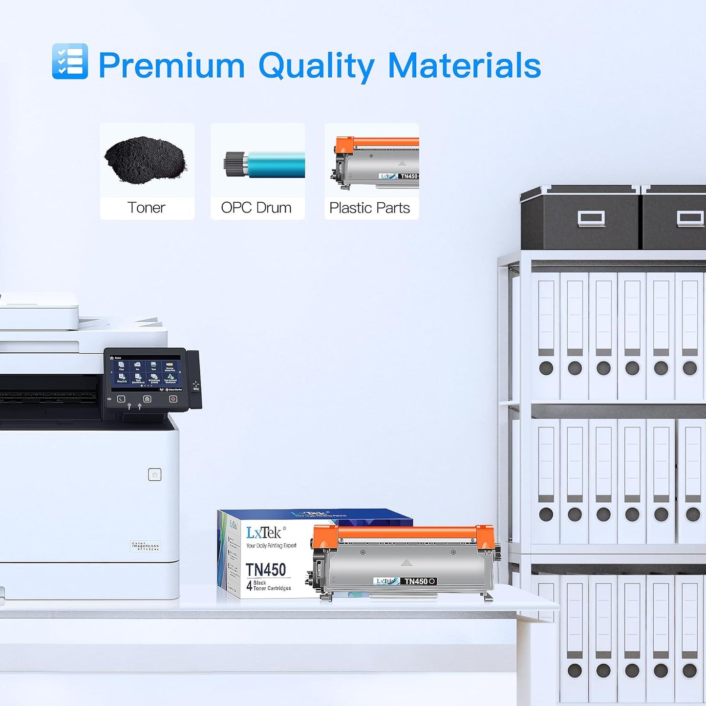 LxTek Compatible Toner Cartridge Replacement for Brother TN-450 TN450 TN420 to use with MFC-7360N DCP-7065DN IntelliFax 2840 2940 MFC-7860DW MFC-7460DN HL-2270DW MFC7240 Printer (Black, 4 Pack)