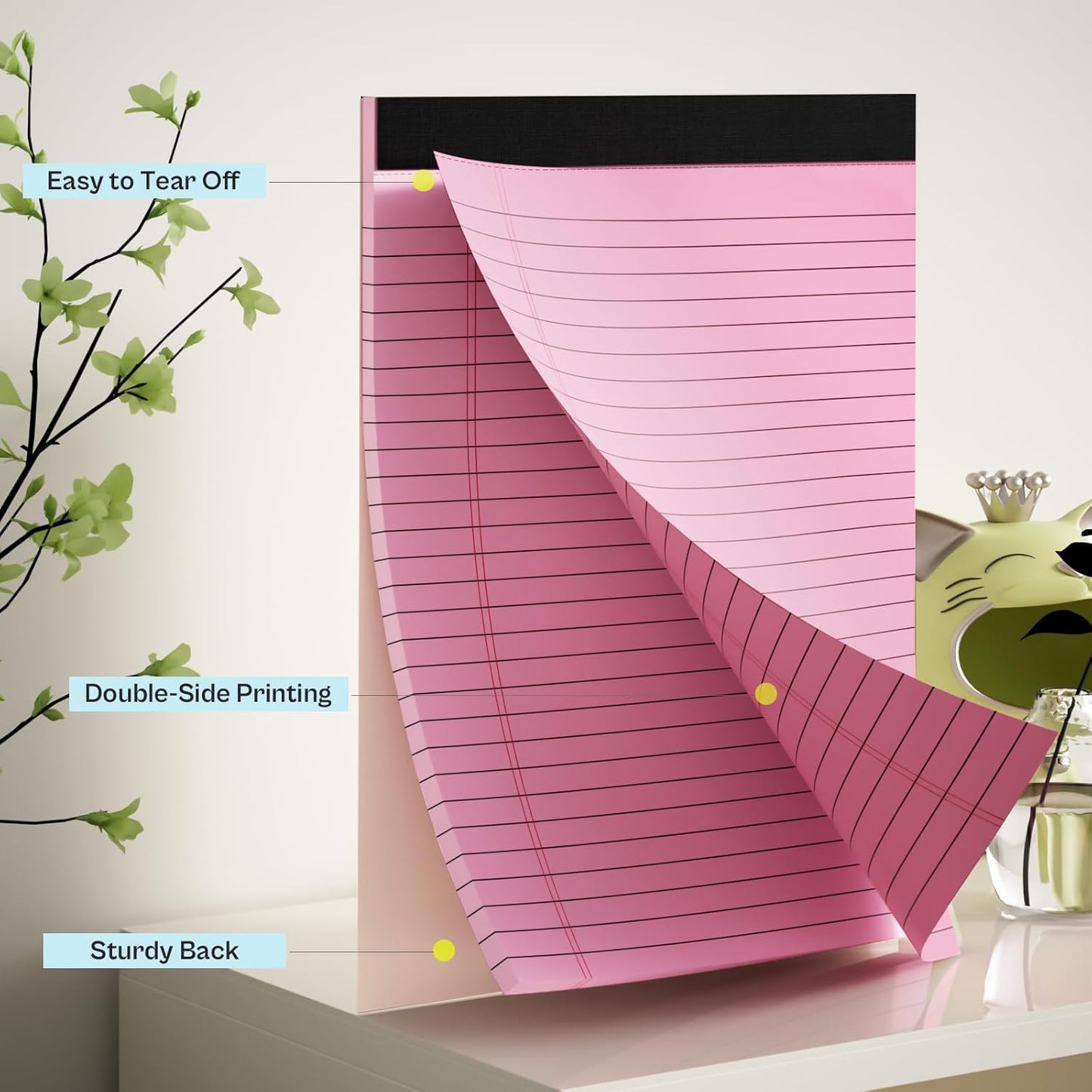 2 Pack Legal Pads 8.5 x 11 Pink Note Pads 8.5 x 11 Purple Notepad 8.5 x 11 Perforated Writing Pads 8.5 x 11 Lined Paper Pads Wide Ruled Pad of Paper 30 Sheets Notebook for Study, To-Do Lists, Office