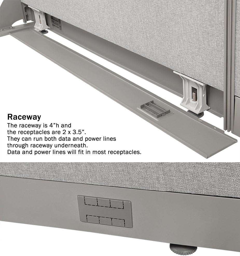GOF Freestanding L Shaped Office Partition, Large Fabric Room Divider Panel, 36" D x 96" W x 48" H