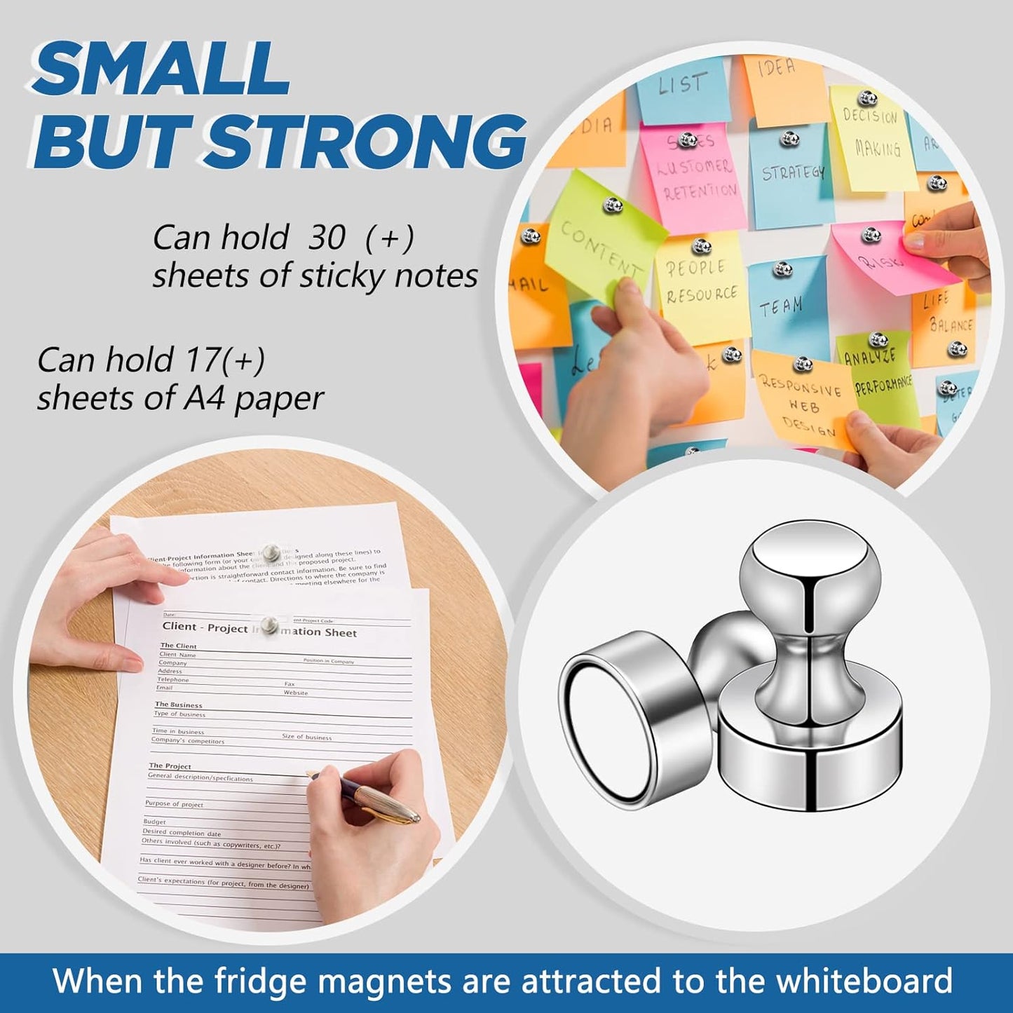 LOVIMAG Magnets for Whiteboard, 40pcs Strong Refrigerator Magnets, Neodymium Fridge Magnet,Small Push Pin Magnets for Whiteboard, Fridge, Office, Classroom and Map Magnets