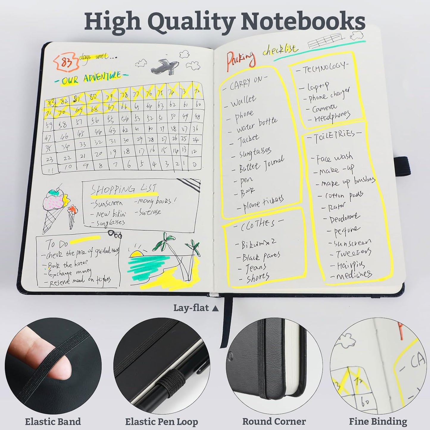 2Pack Blank Hardcover Sketch Book Notebook, A5 140 Pages 120Gsm Thick Journal for Drawing,School,Work,Diary，5.7''*8.3'',Burgundy