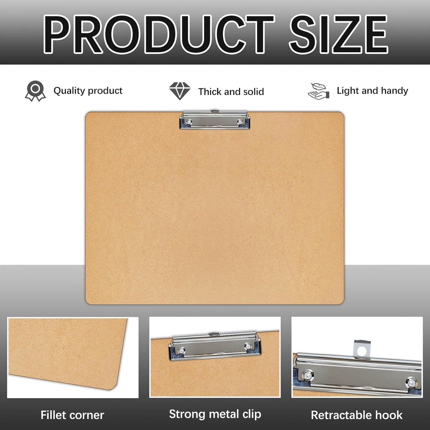 6 PCS Extra Large 11x17 clipboard, Wood Cleats with Low Profile Clips for Drawing, Sketching, and Art Boards, Horizontal Wood Lapping, Landscape Layout (3mm Thickness