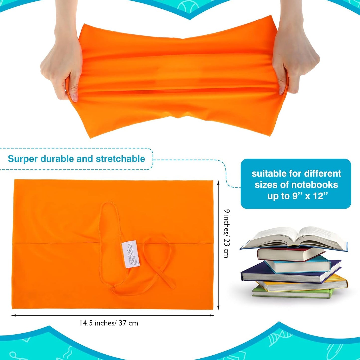 Sherr 14 Pack Stretchable Book Covers Reusable Jumbo Bookcloth 9" x 11" Durable Washable Back to School Book Cover Protector for Most Hardcover Books Textbooks(Bright,Classic)