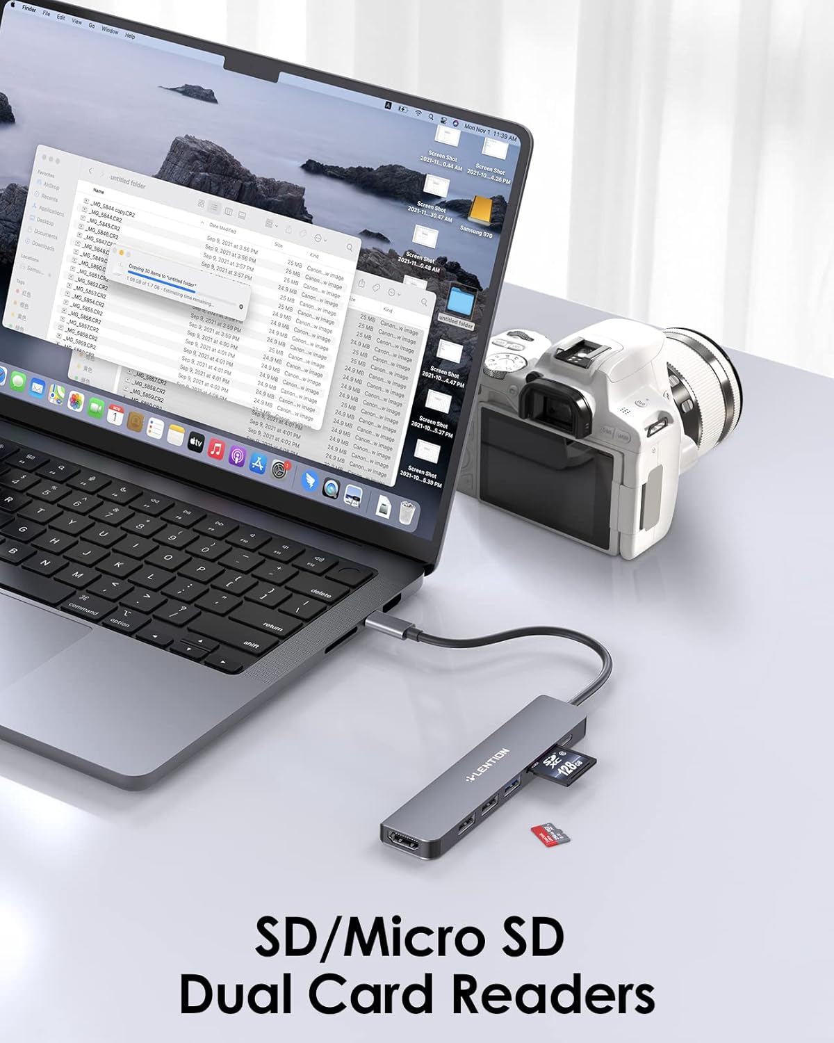 LENTION USB C Hub with 100W Charging, 4K HDMI, Dual Card Reader, USB 3.0 & 2.0 Compatible MacBook Pro, New Mac Air/Surface, Chromebook, More, Stable Driver Adapter (CB-CE18, Space Gray)