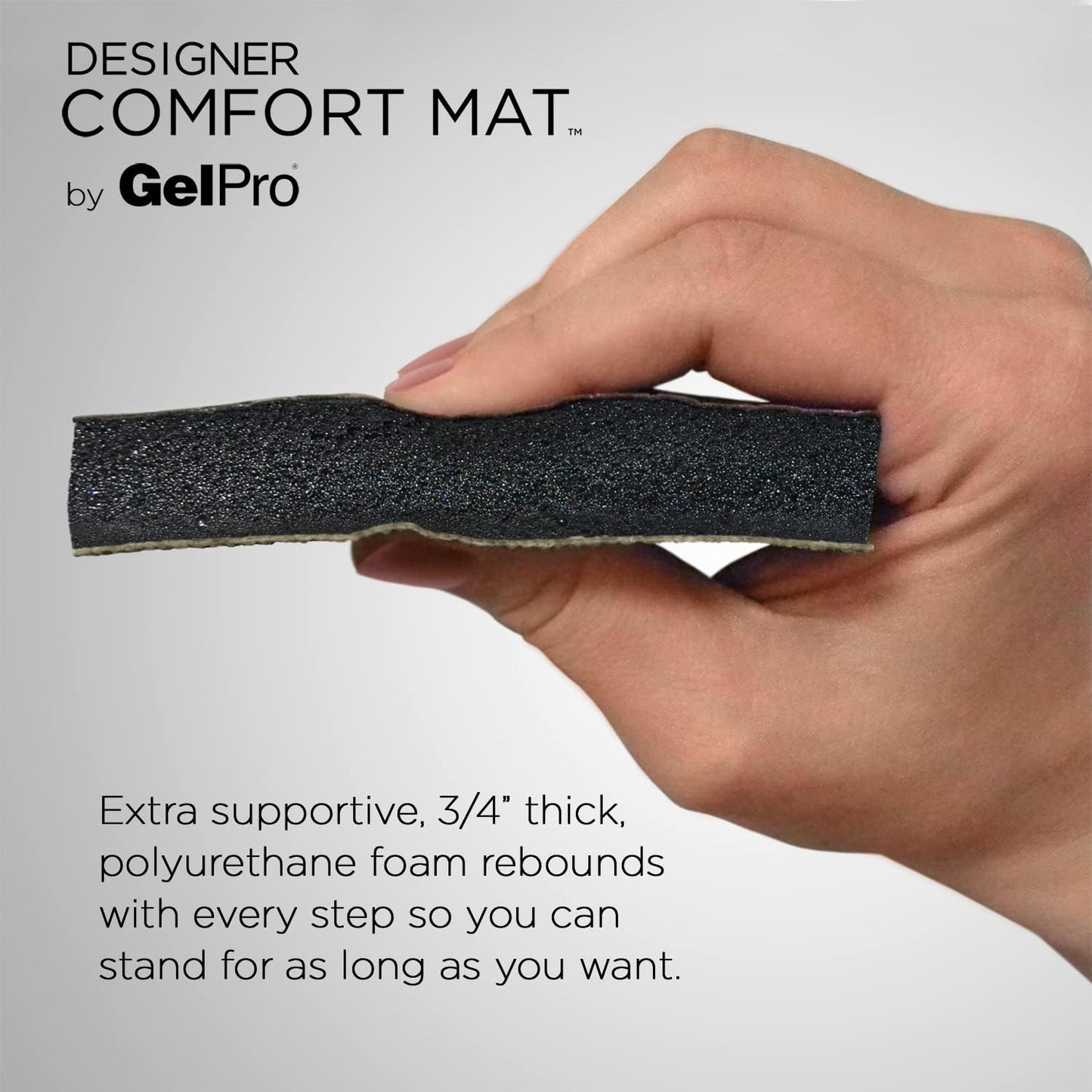 NewLife by GelPro Anti-Fatigue Designer Comfort Kitchen Floor Mat, 20"x48", Grasscloth Charcoal Stain Resistant Surface with 3/4" Thick Ergo-Foam Core for Health and Wellness