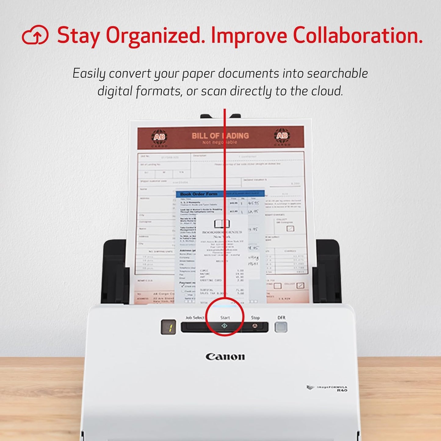 Canon imageFORMULA R40 - Office Document Scanner, Windows and Mac, Duplex Scanning, Easy Setup, Scans a Wide Variety of Documents, Scans to Cloud