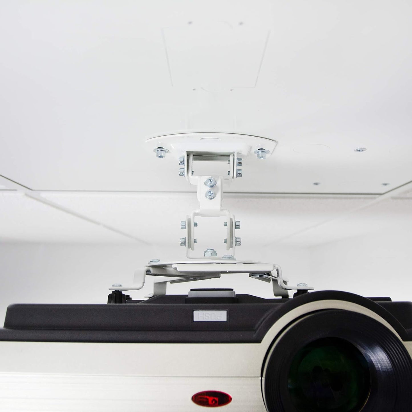VIVO Universal Adjustable 2 x 2 feet Drop Ceiling Projector Mount, Suspended Drop-in Ceiling Tile Projection Mounting Kit, for Office Home or School, White, MOUNT-VP07DP